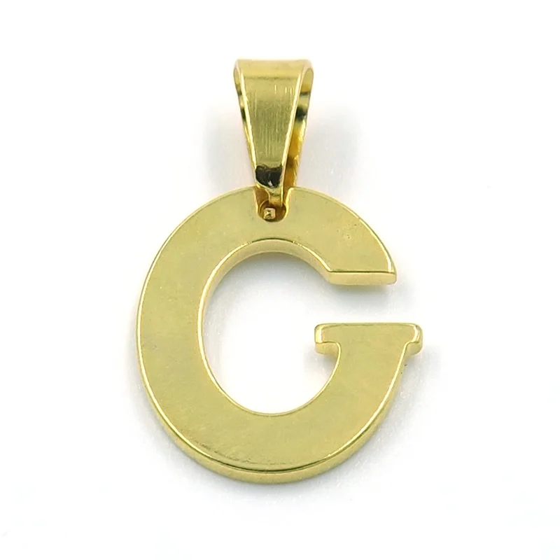 Dije de Acero Dorado Letra G Pequeña Alfabeto