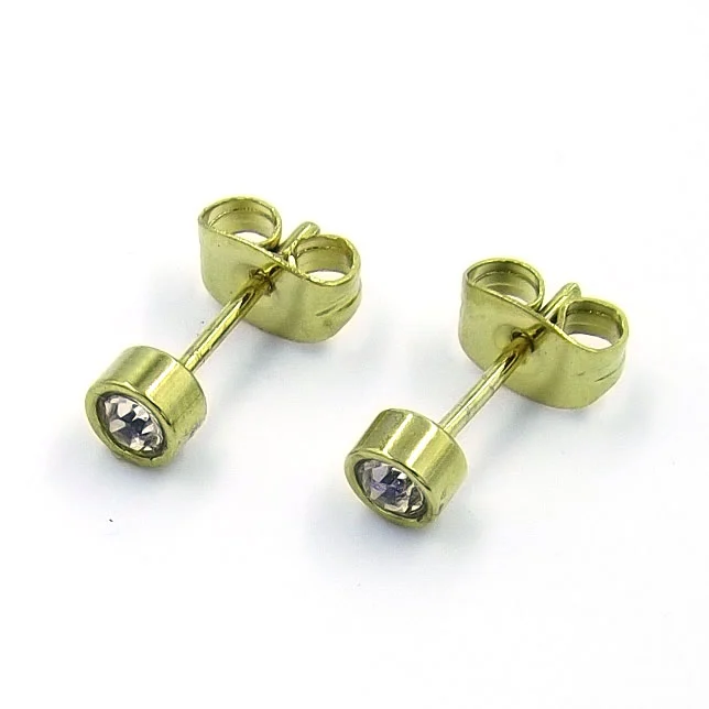 Aretes tipo Broquel Acero Dorado Royal Claro