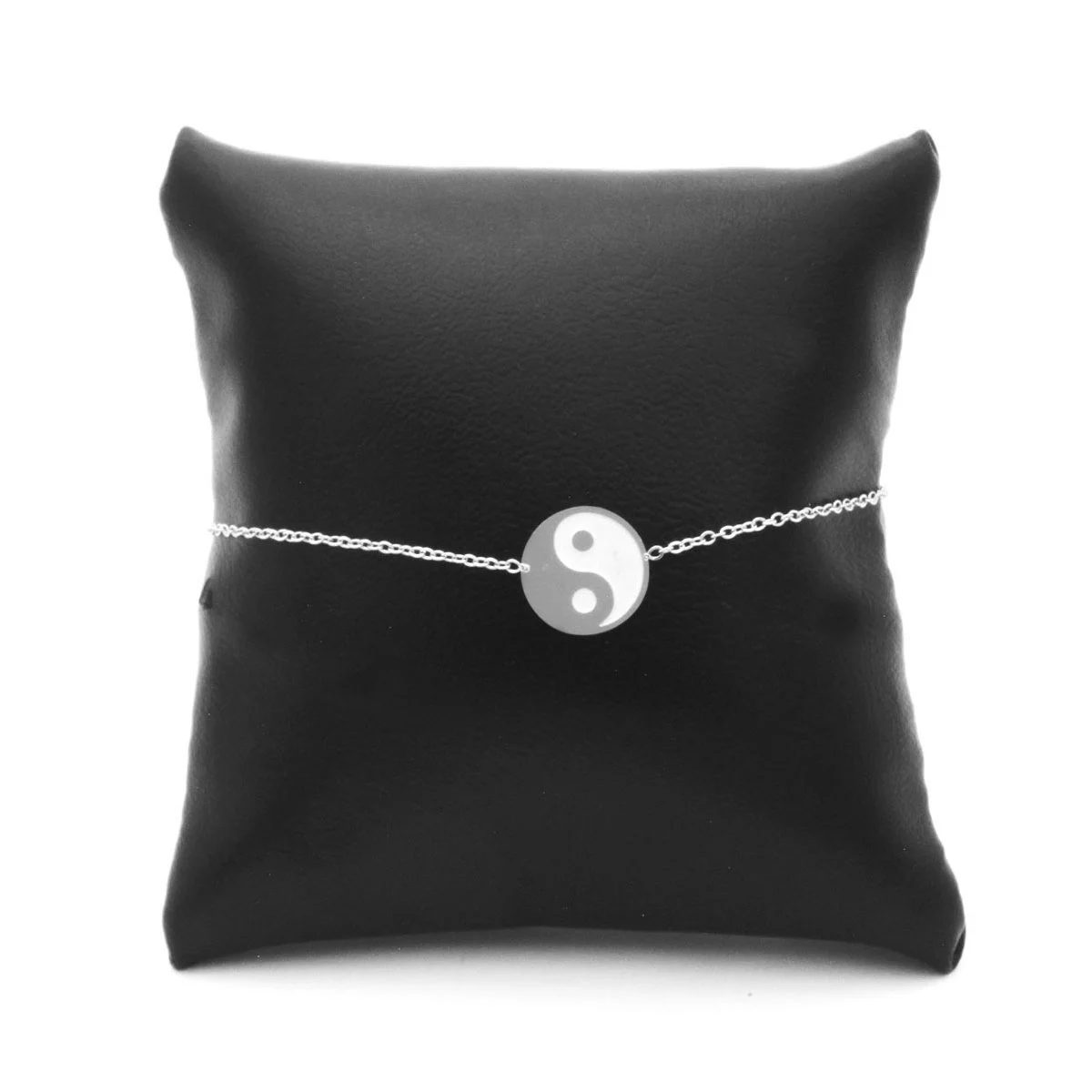 Pulsera Acero Inoxidable Plateado Yin Yang Circular