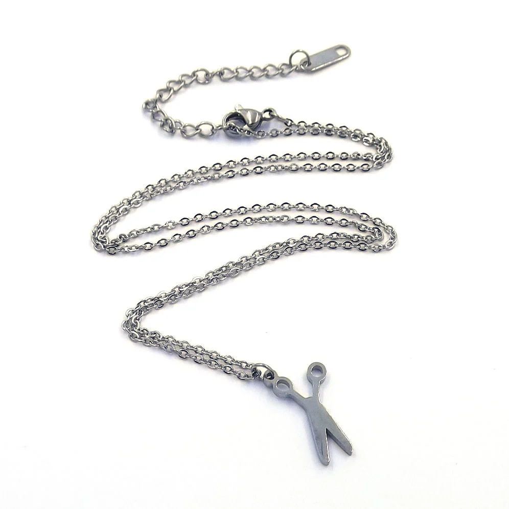 Collar Acero Plateado Tijeras Corte Estética
