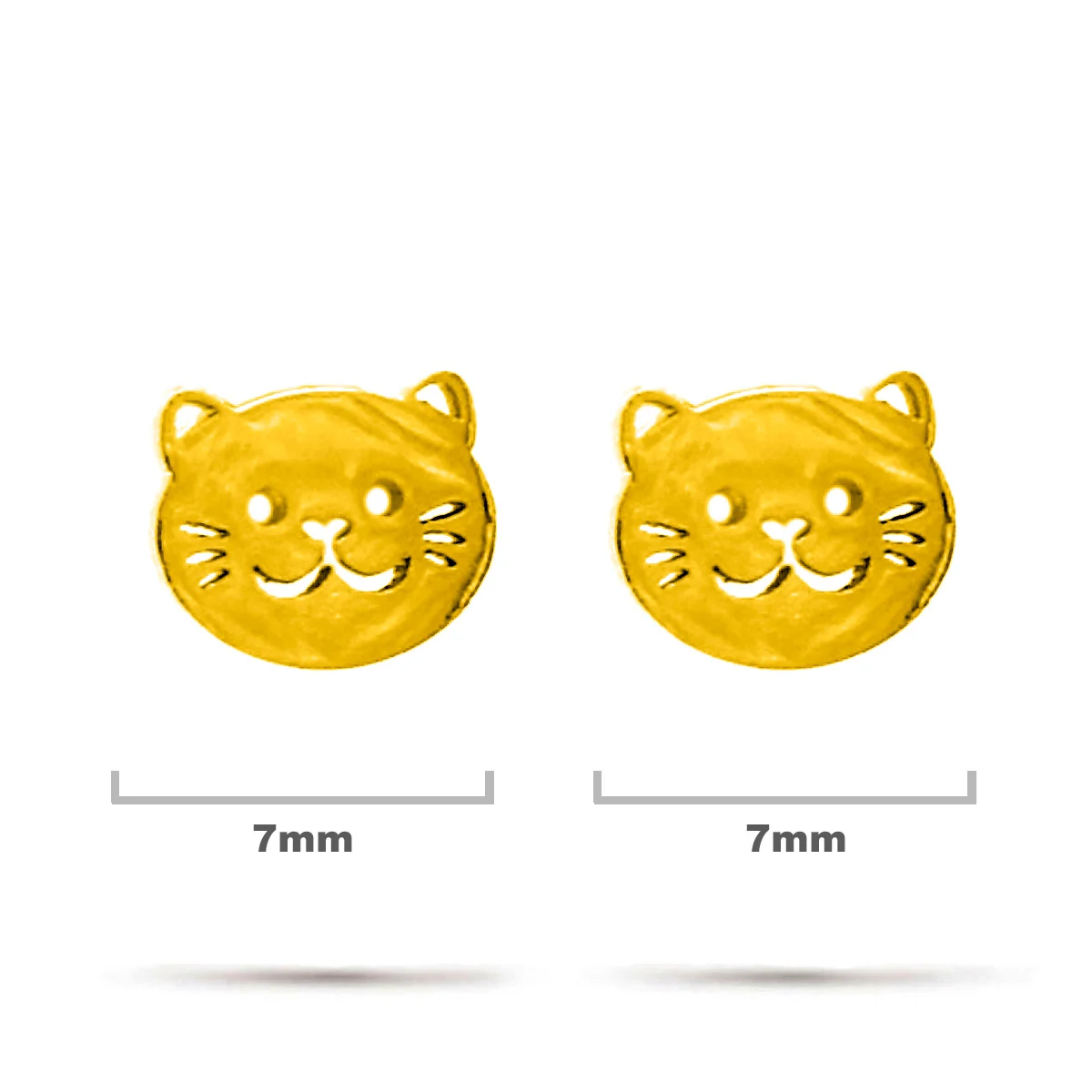 Aretes Acero Inox Dorado Cara Gato Michi Gatito
