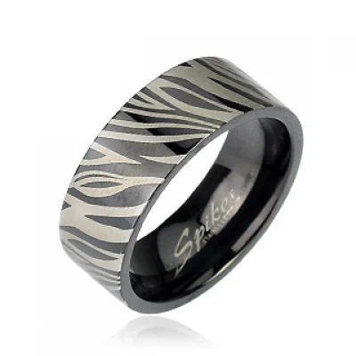 Anillo Plata Diseño Zebra Negra
