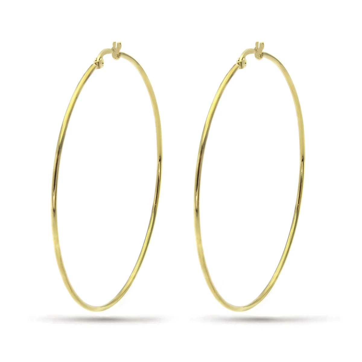 Aretes Acero Dorado Arracadas Lisas Tubular 62 mm