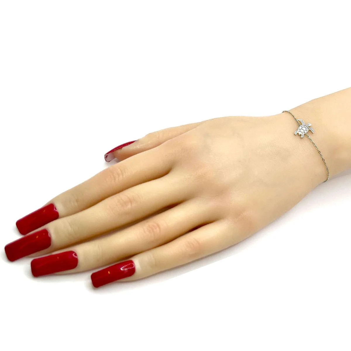 Pulsera Acero Plateado De Mujer Forma Tortuga Marina Mini