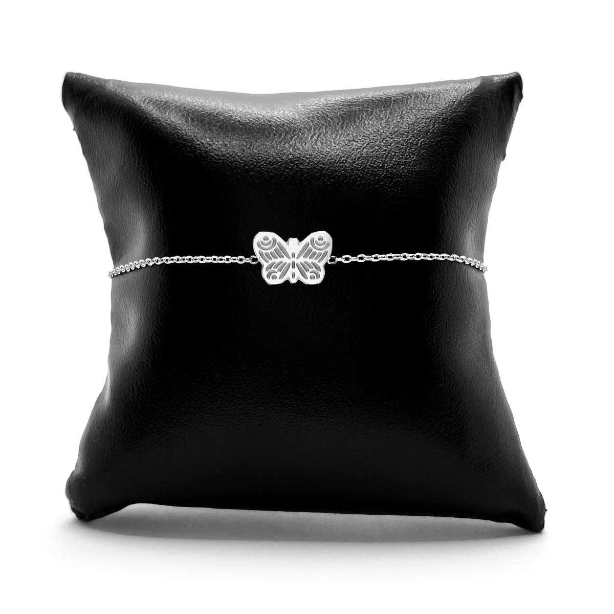 Pulsera Acero Plata De Mujer Diseño Mini Mariposa Grabada