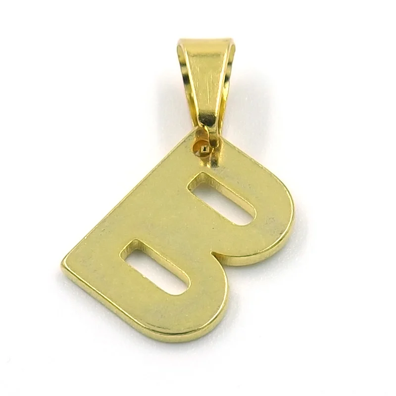 Dije de Acero Dorado Letra B Pequeña Alfabeto