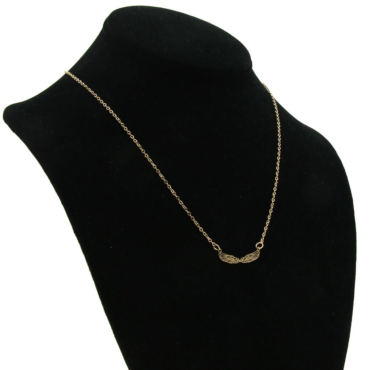 Set Joyeria Acero Dorado Alas Abiertas Angel Silueta