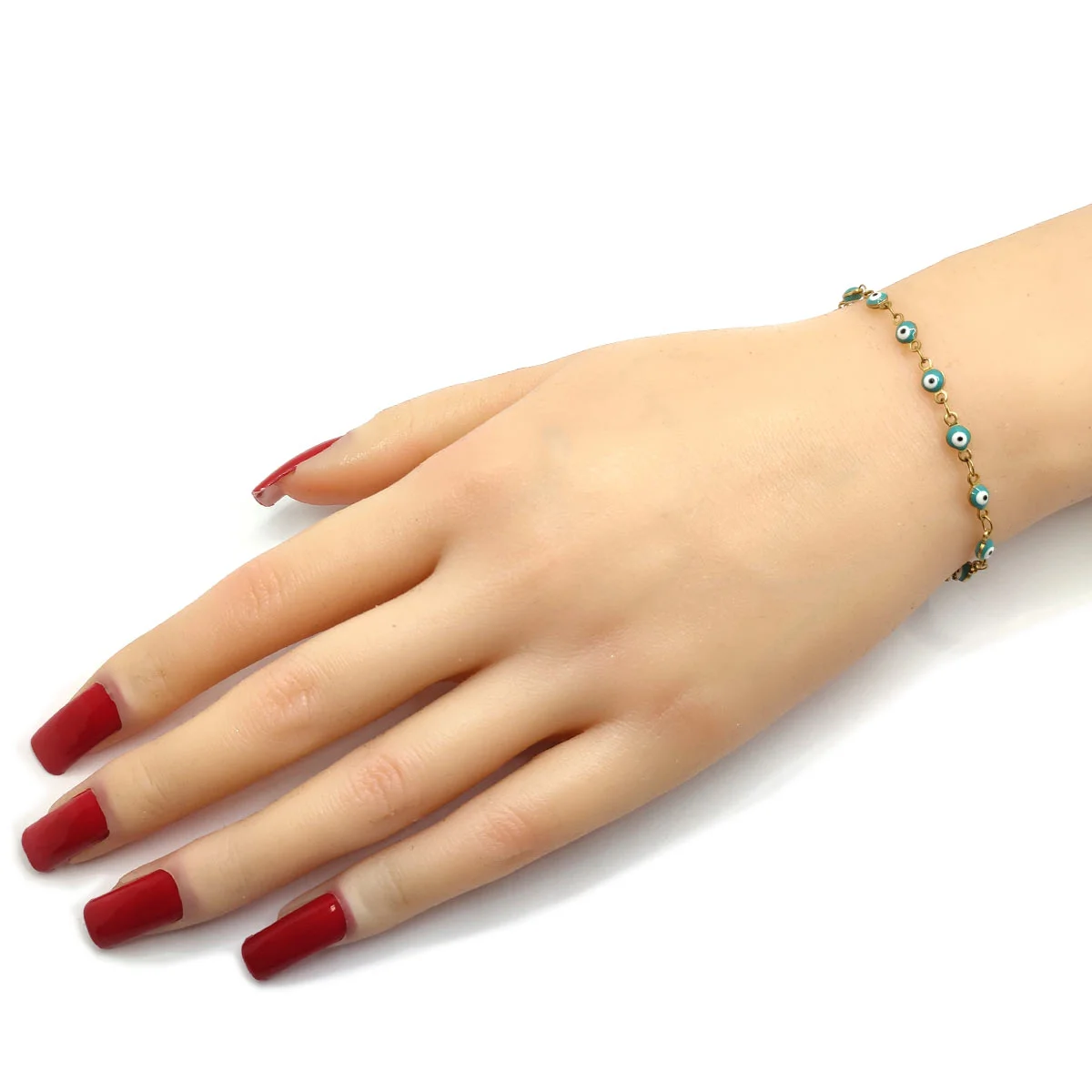 Pulsera Acero Dorado Ojo Turco Nazar Verde 4 Mm Esperanza