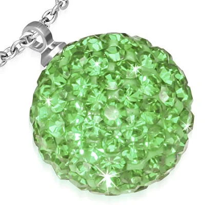 Dije de Acero y Zirconias Verde Diseño Esfera