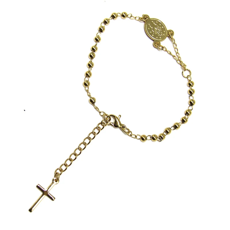 Pulsera Acero Misterio Virgen Maria Dorado