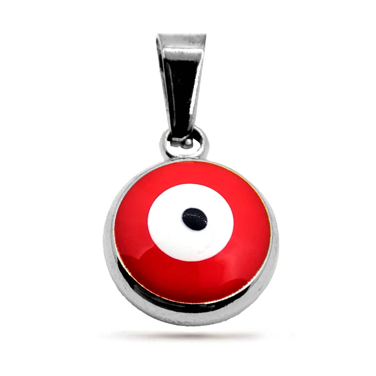 Dije Acero Inox Plateado Ojo Turco Nazar Rojo Protección