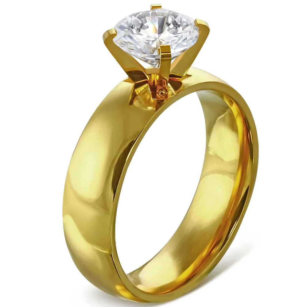 Anillo Acero Dorado Diseño de Compromiso Liso Confort