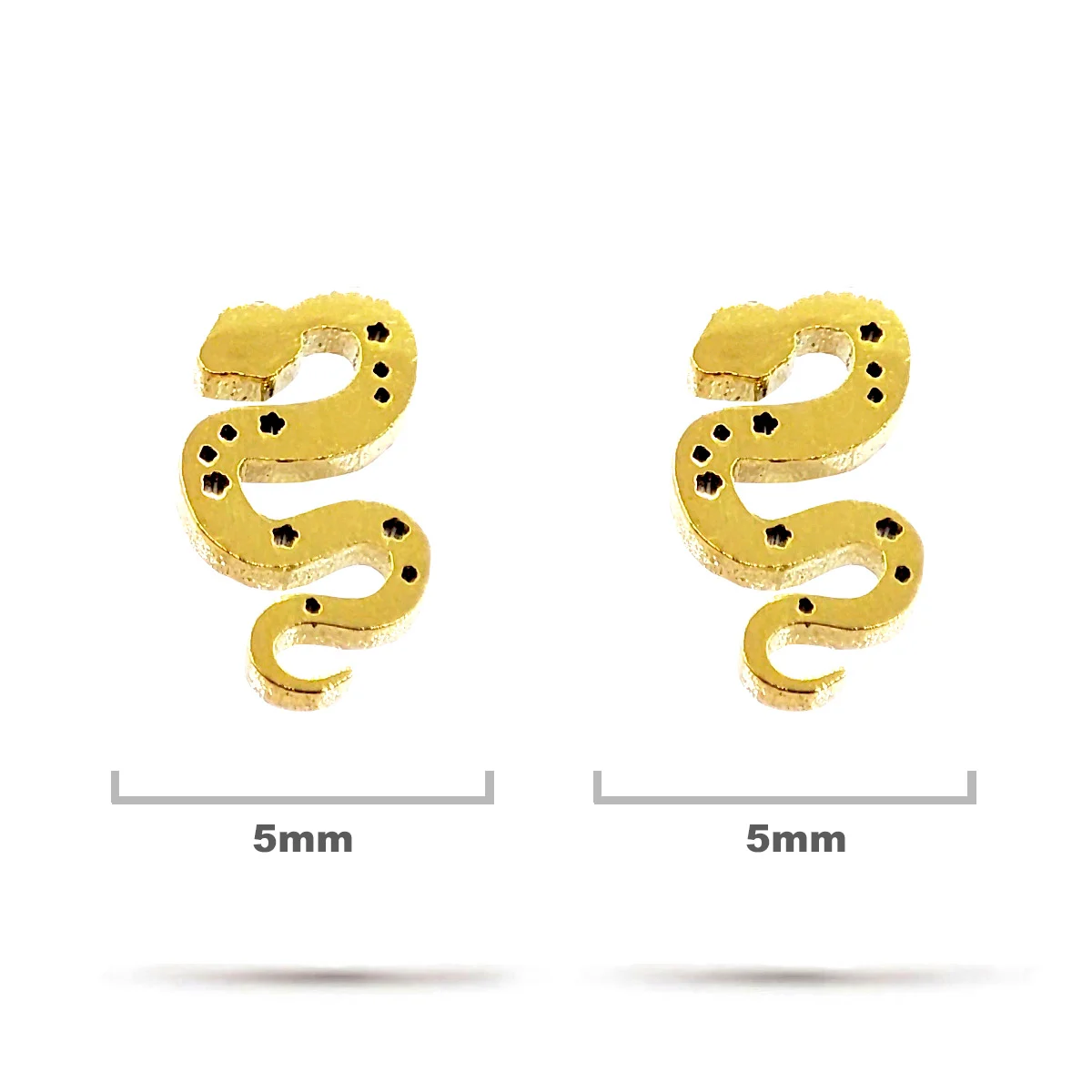 Aretes Acero Inoxidable Dorado Tipo Broquel Serpiente