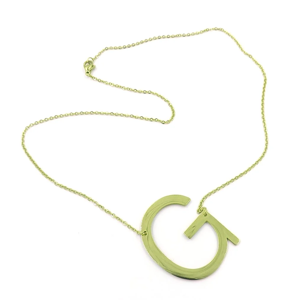 Collar Acero Inoxidable Dorado Letra G Gigante