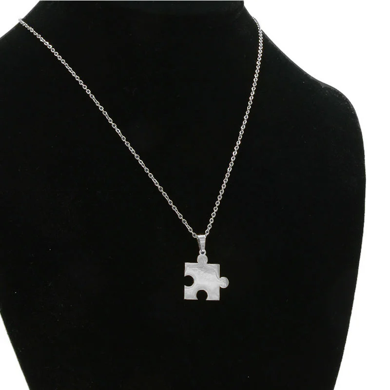 Set Joyeria Acero Inoxidable Plateado Rompecabezas Puzzle