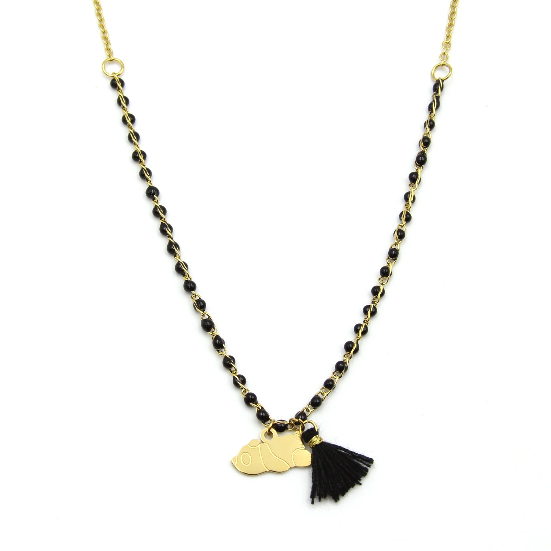 Collar Acero Dorado Pandita Oso Panda Minimalist