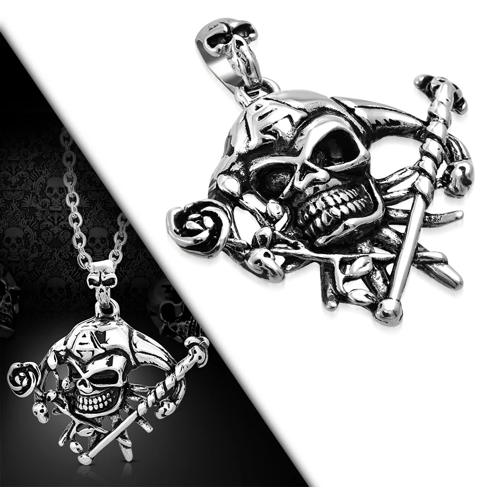 Dije Acero Calavera Joker Arlequin Rosa Bufon