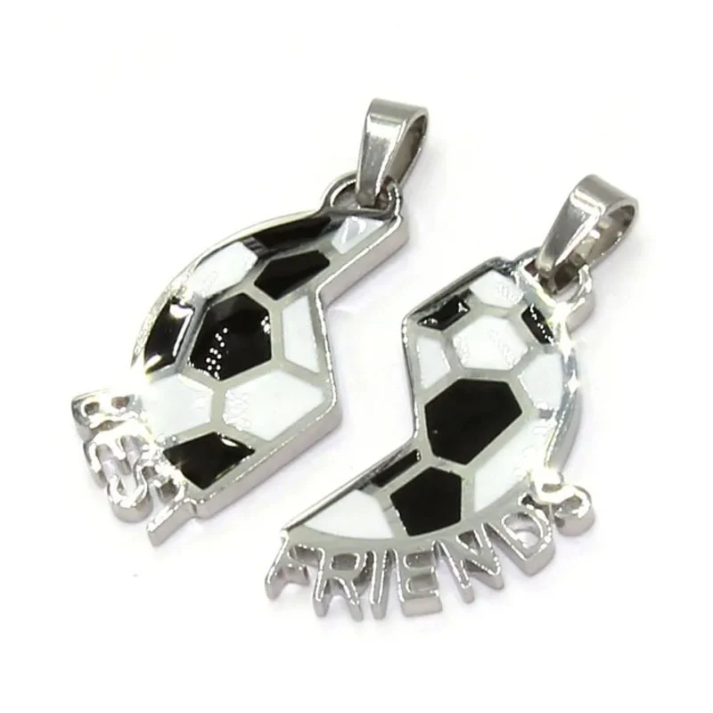 Par Dijes Acero Plateado Mejor Amigo Futbol Best Friends