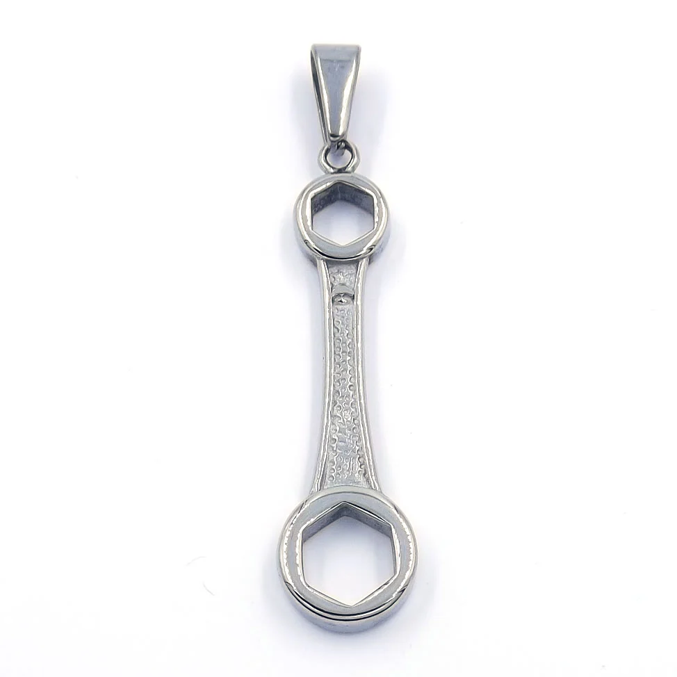 Dije Acero Inoxidable Plateado Llave Estrella Plana
