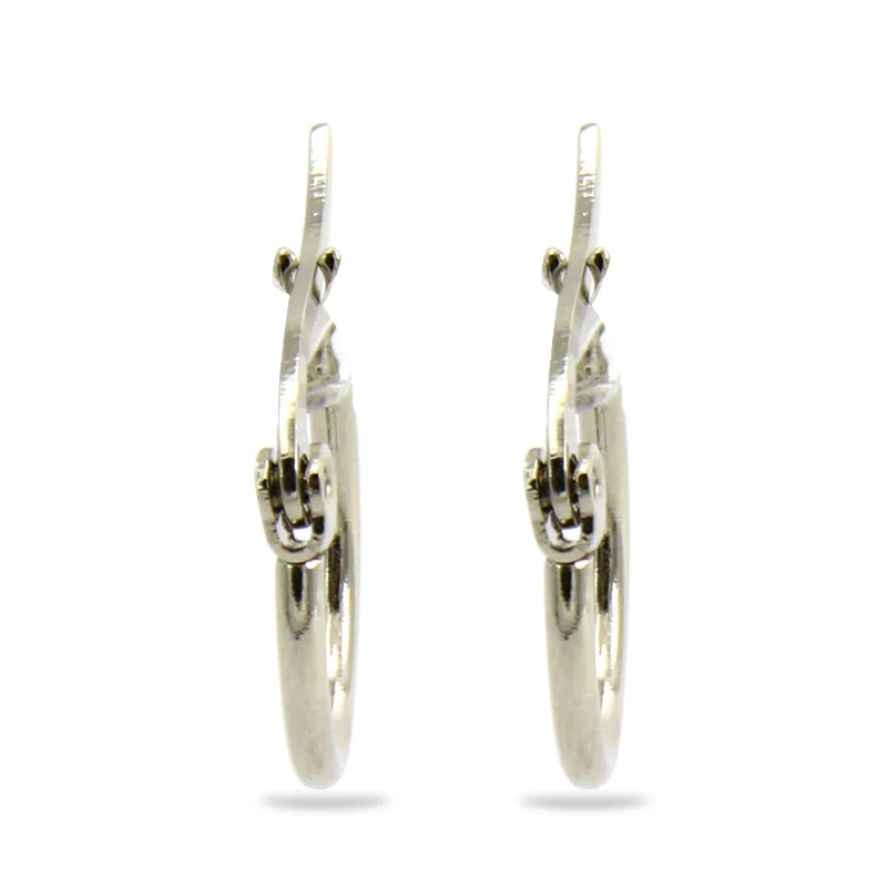 Aretes Acero Plateado Arracadas lisas Tubular 14 mm