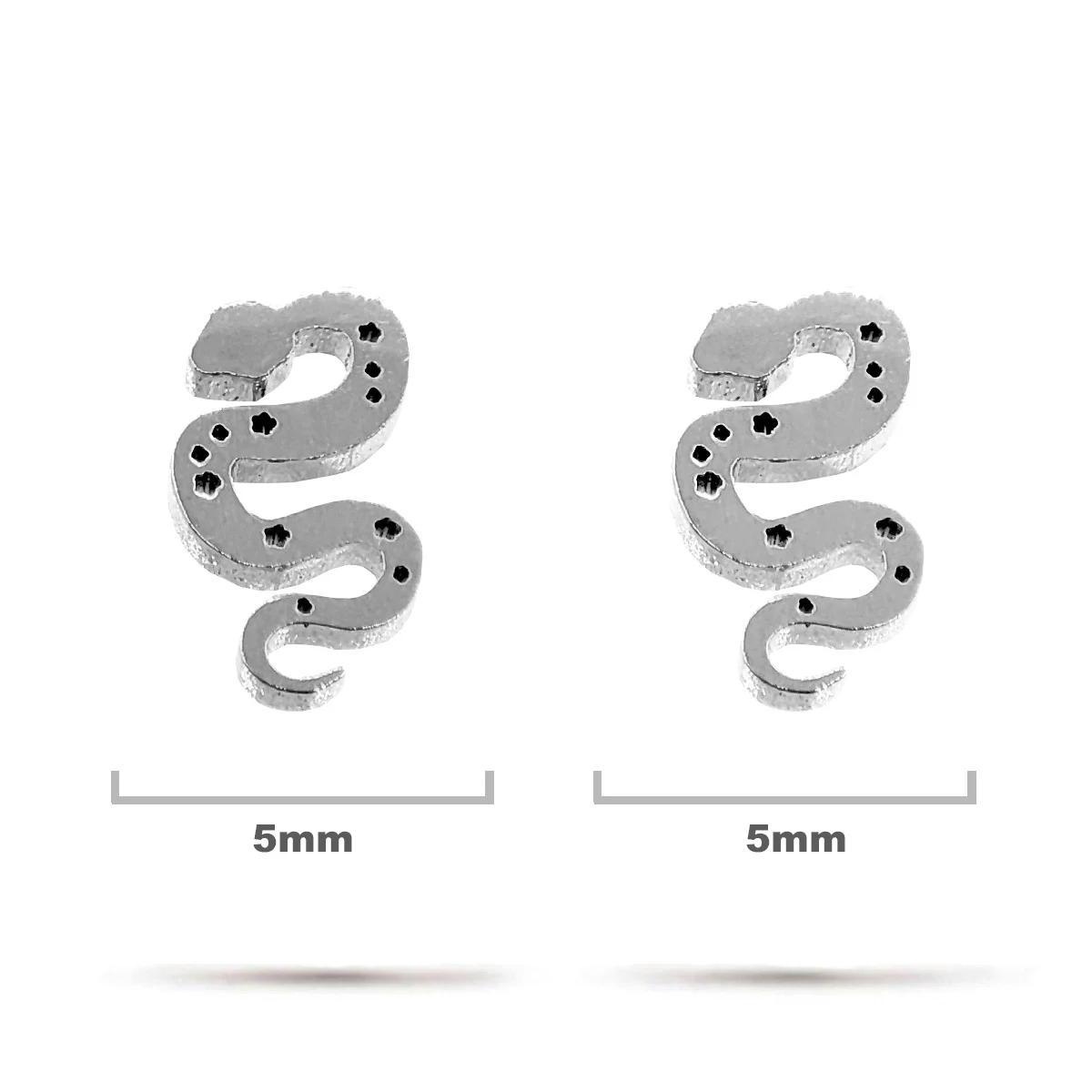 Aretes Acero Inoxidable Plateado Tipo Broquel Serpiente