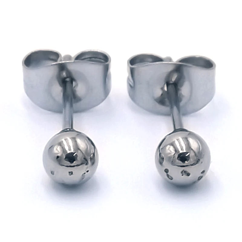 Aretes tipo Broquel Plateados Bola Sólida Mini