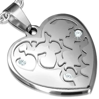 Dije de Acero Inox Plata Diseño Corazón y Sentimientos