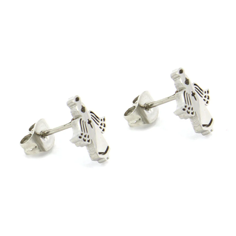 Set Joyeria Acero Plateado Angel Cruz Protector Angelito