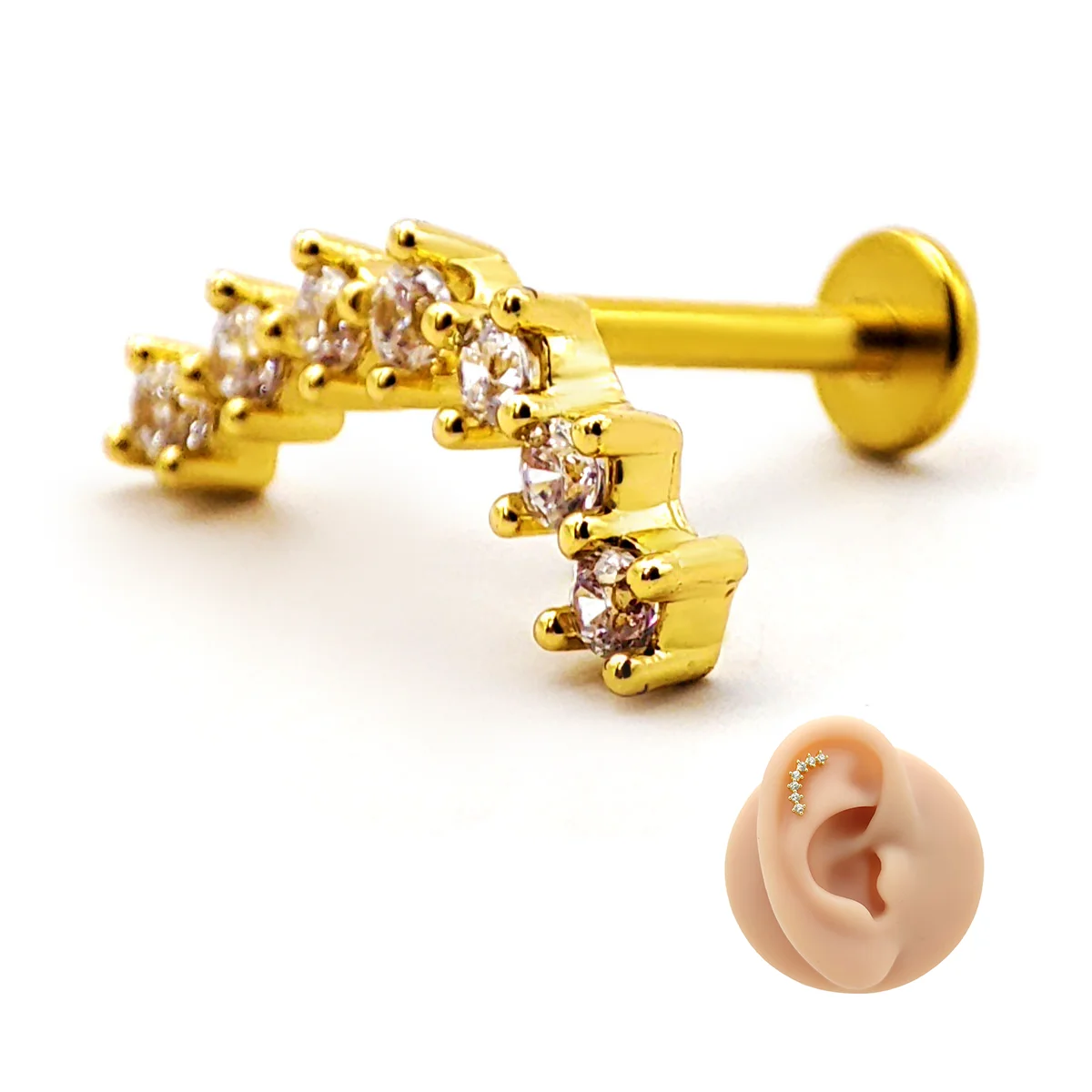 Piercing de Oreja Acero Trepador Curvo Delgado