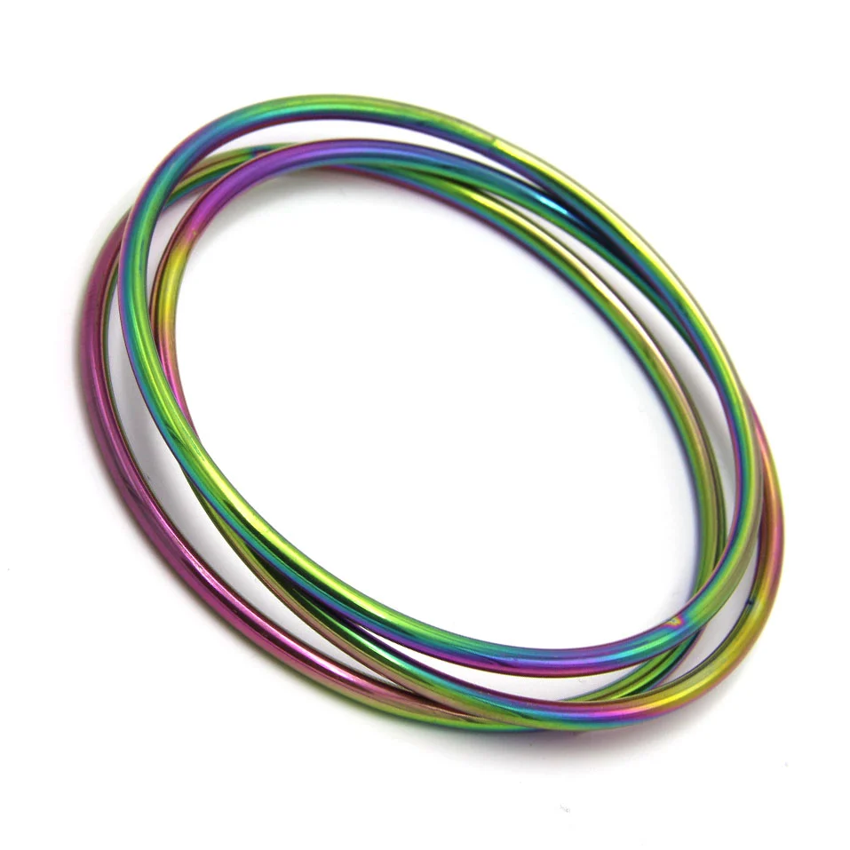 Pulsera Acero Ionizado Triple Brazalete Unicorn Arcoiris