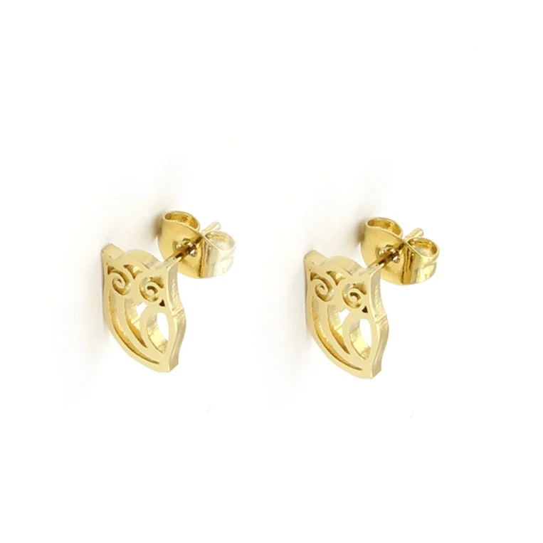 Aretes Acero Dorado Silueta Búho Naturaleza