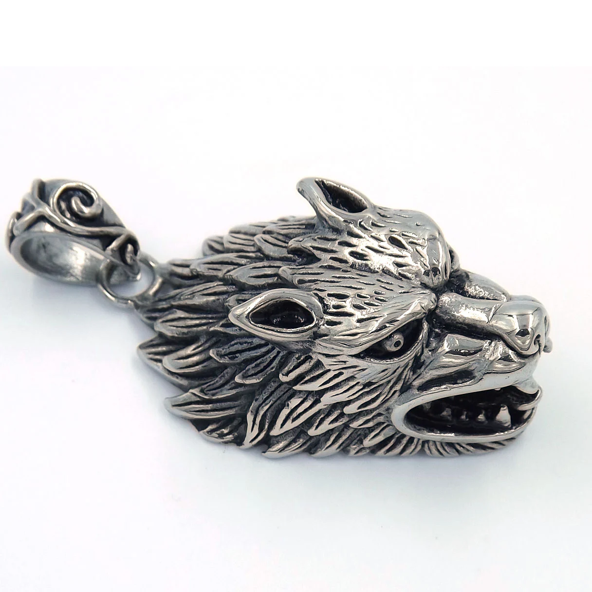 Dije de Acero Inoxidable Cabeza de Lobo Alfa