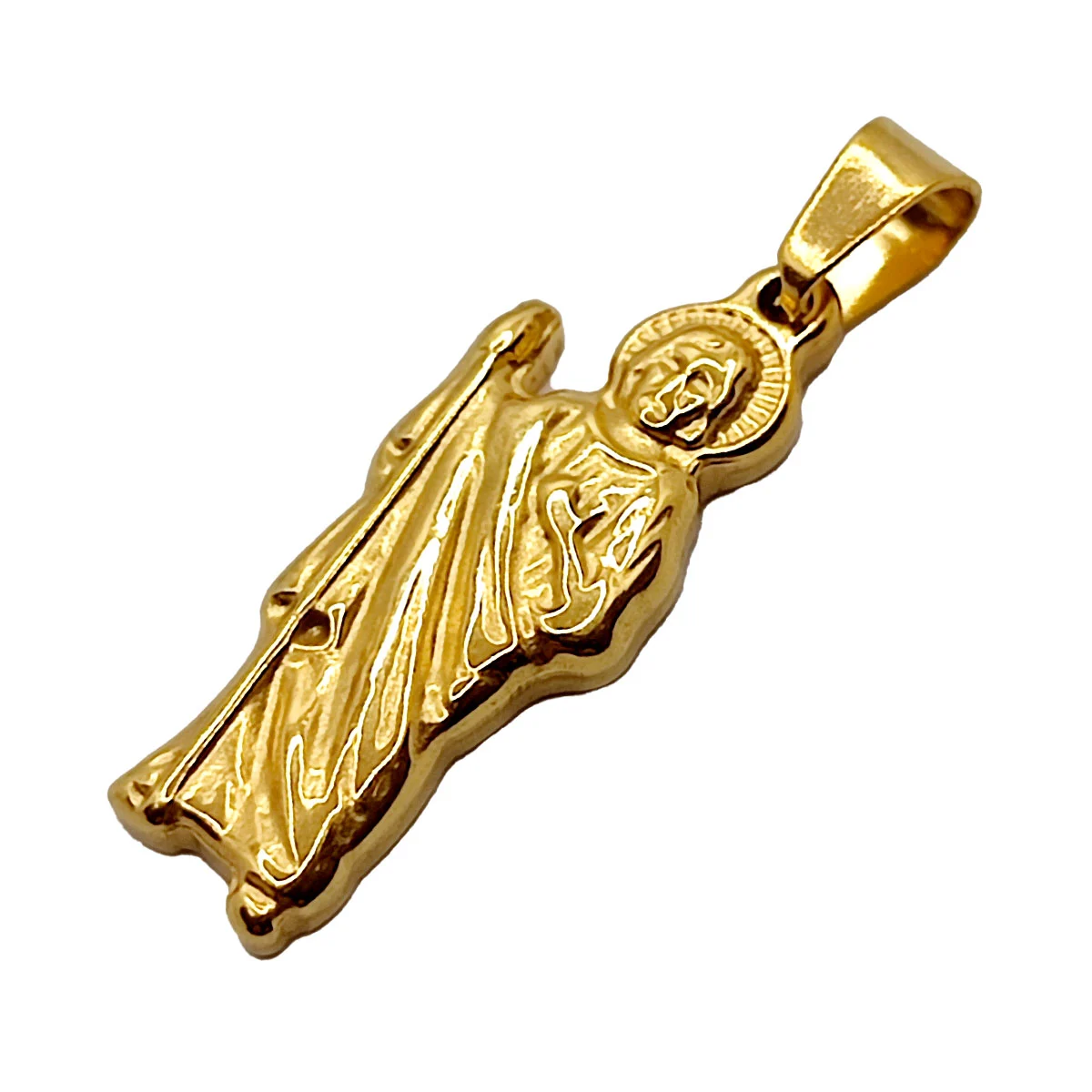 Dije Acero Dorado Religioso San Judas Tadeo 40Mm