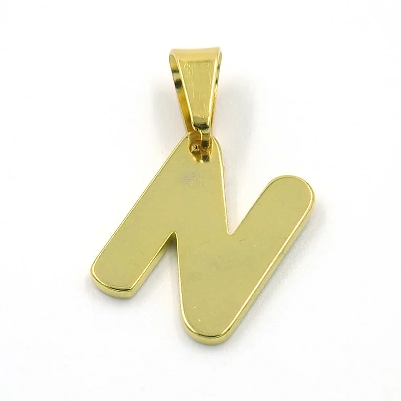 Dije de Acero Dorado Letra N Pequeña Alfabeto