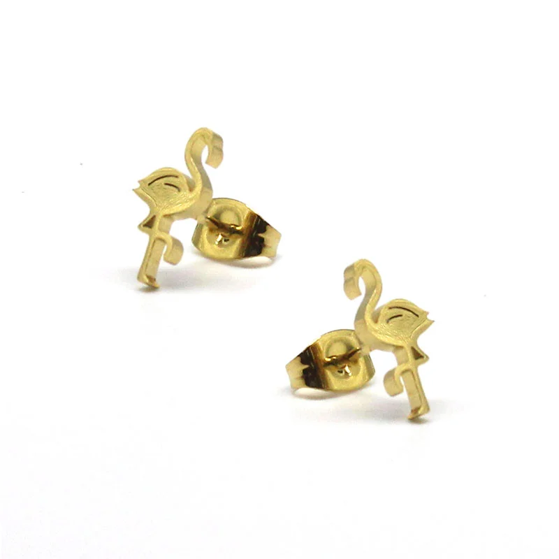 Set de Joyeria Acero Inoxidable Dorado Flamingo Flamenco