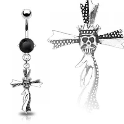 Piercing en el ombligo Diseño Cruz Chopper