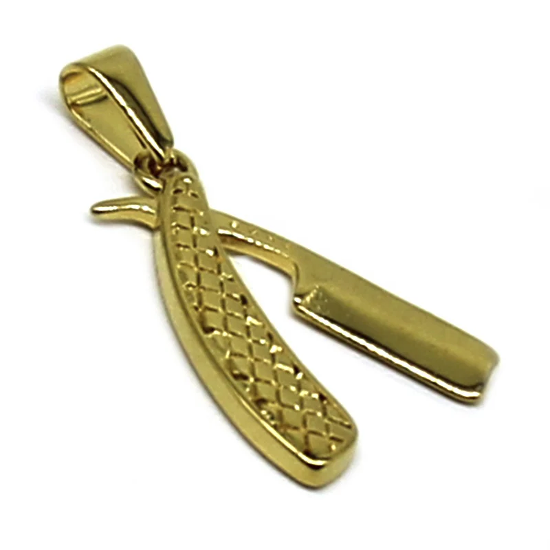 Dije Acero Dorado Navaja Para Afeitar Barbero