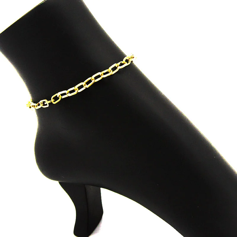 Tobillera Acero Inoxidable Dorado Eslabon Ovalado