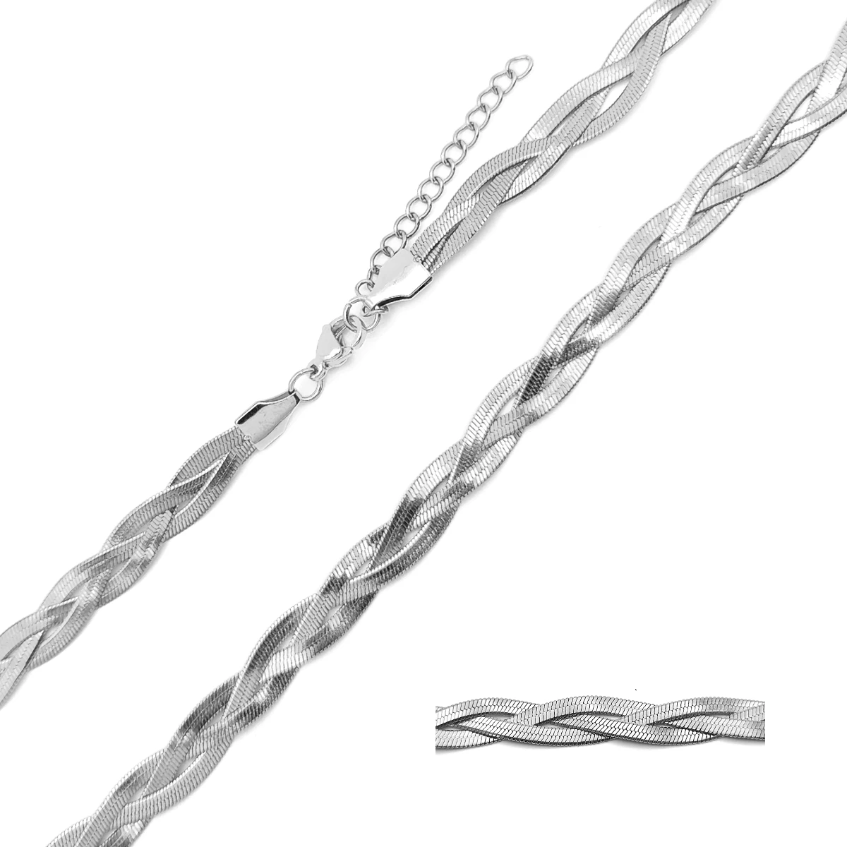 Cadena Acero Triple Planchada Trenzada Elegante