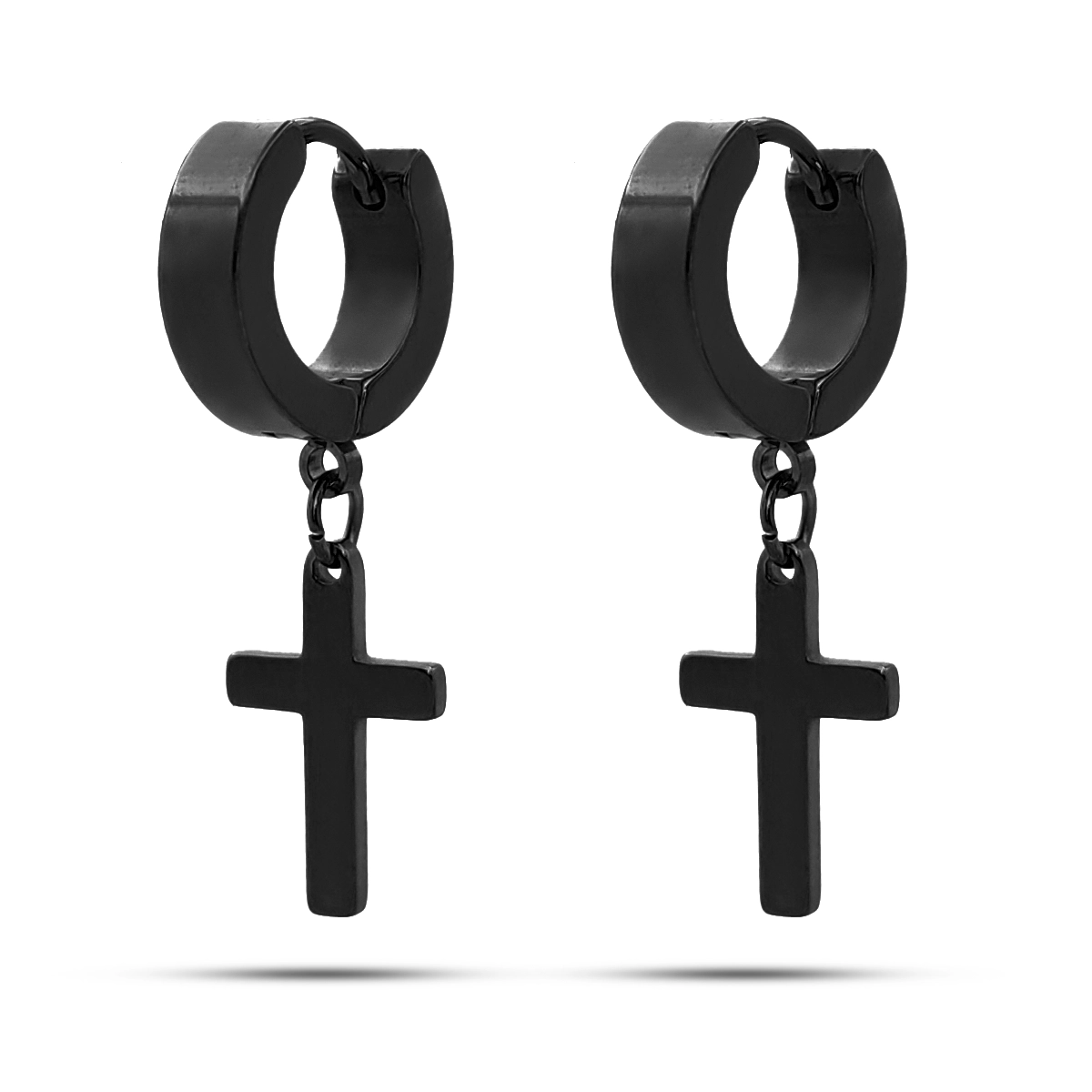 Aretes Acero Inox Arracadas Huggies Colgante Cruz Lisas