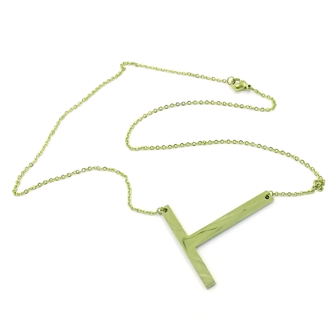 Collar Acero Inoxidable Dorado Letra T Gigante