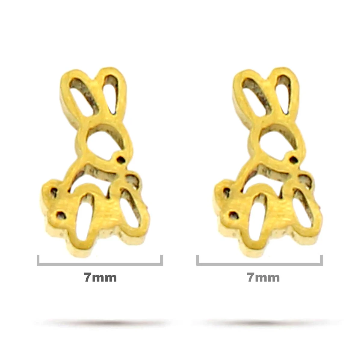 Aretes Acero Inox Dorado Tipo Broquel Conejo Globo