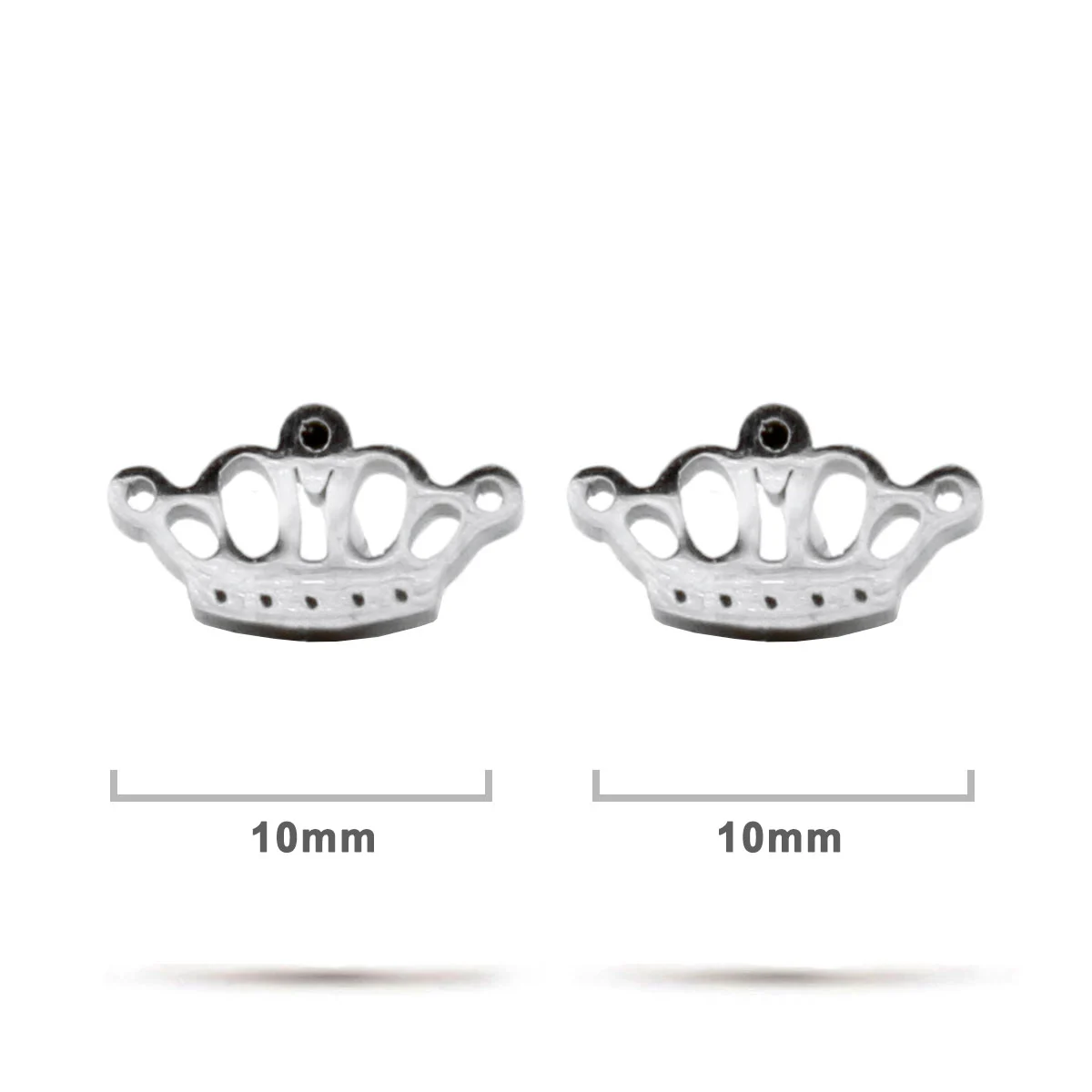 Aretes Acero Inox Plateado Tipo Broquel Diseño Corona