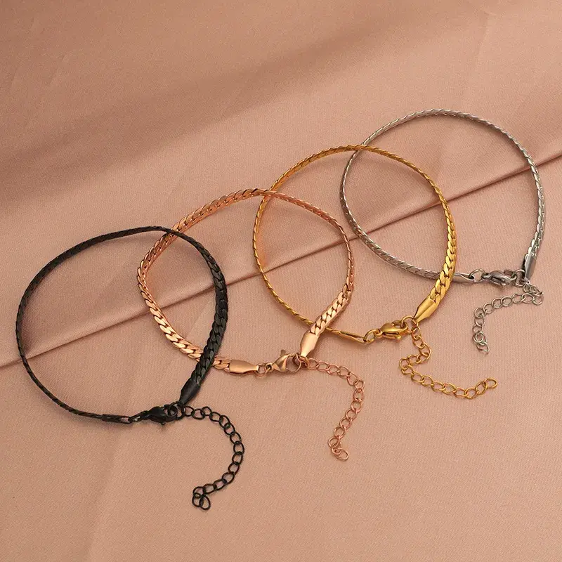 Pulsera Acero Inox Esclava Cubana Planchada Sencilla 4mm