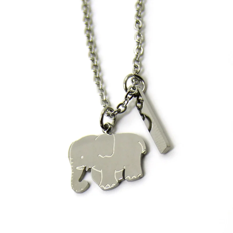 Collar Acero Inox Plateado Dije  Elefante
