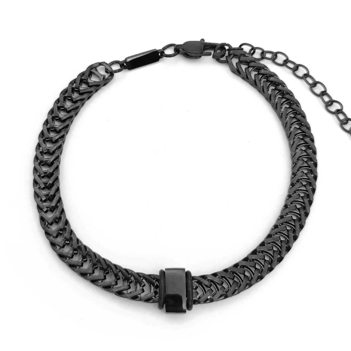 Pulsera Acero Esclava Tejida con Cuenta para Grabado