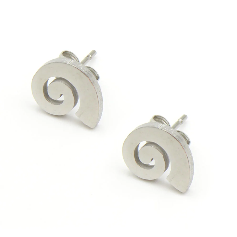 Aretes Acero Plateado Caracol Naturaleza