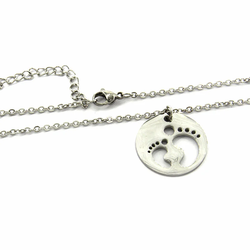 Collar Acero Inoxidable Plateado Huellas Papa e Hijo