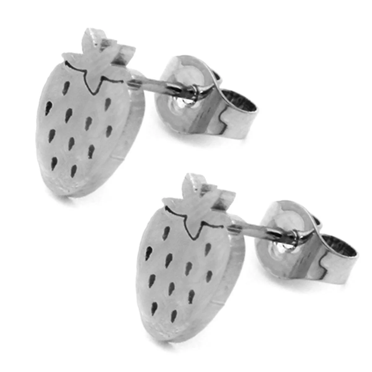 Set Joyeria Acero Inox Plateado Fruta Fresa Natural