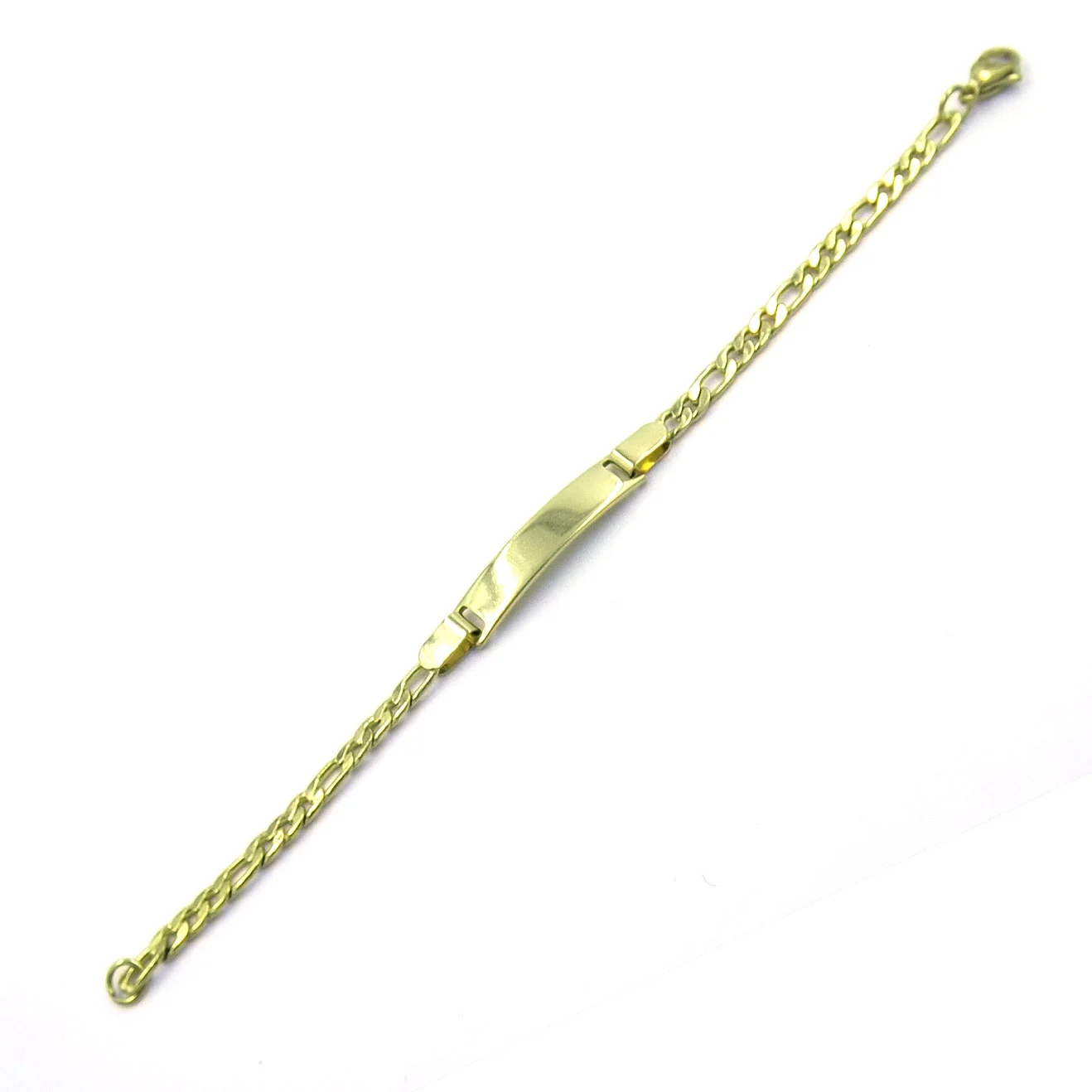 Pulsera Esclava Acero Dorado p/ Niño Placa Tradicional